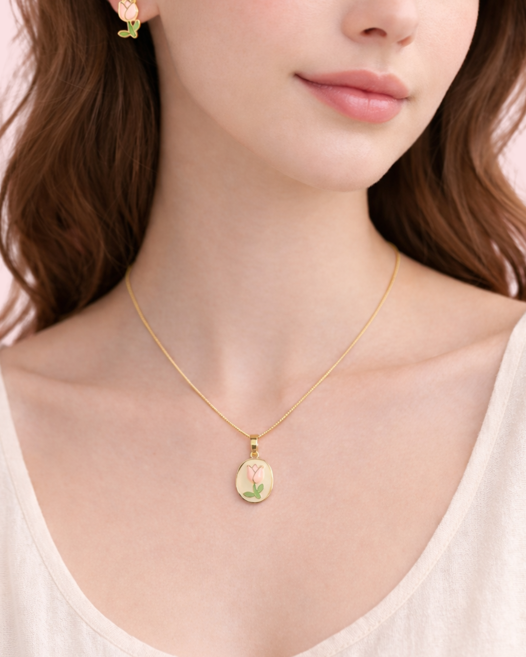 Pink Tulip Jewellery Set