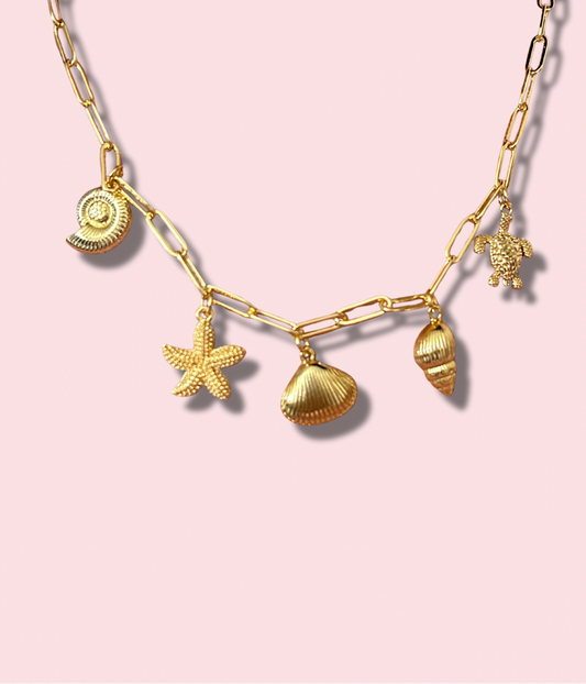 Golden Sea Charms Necklace