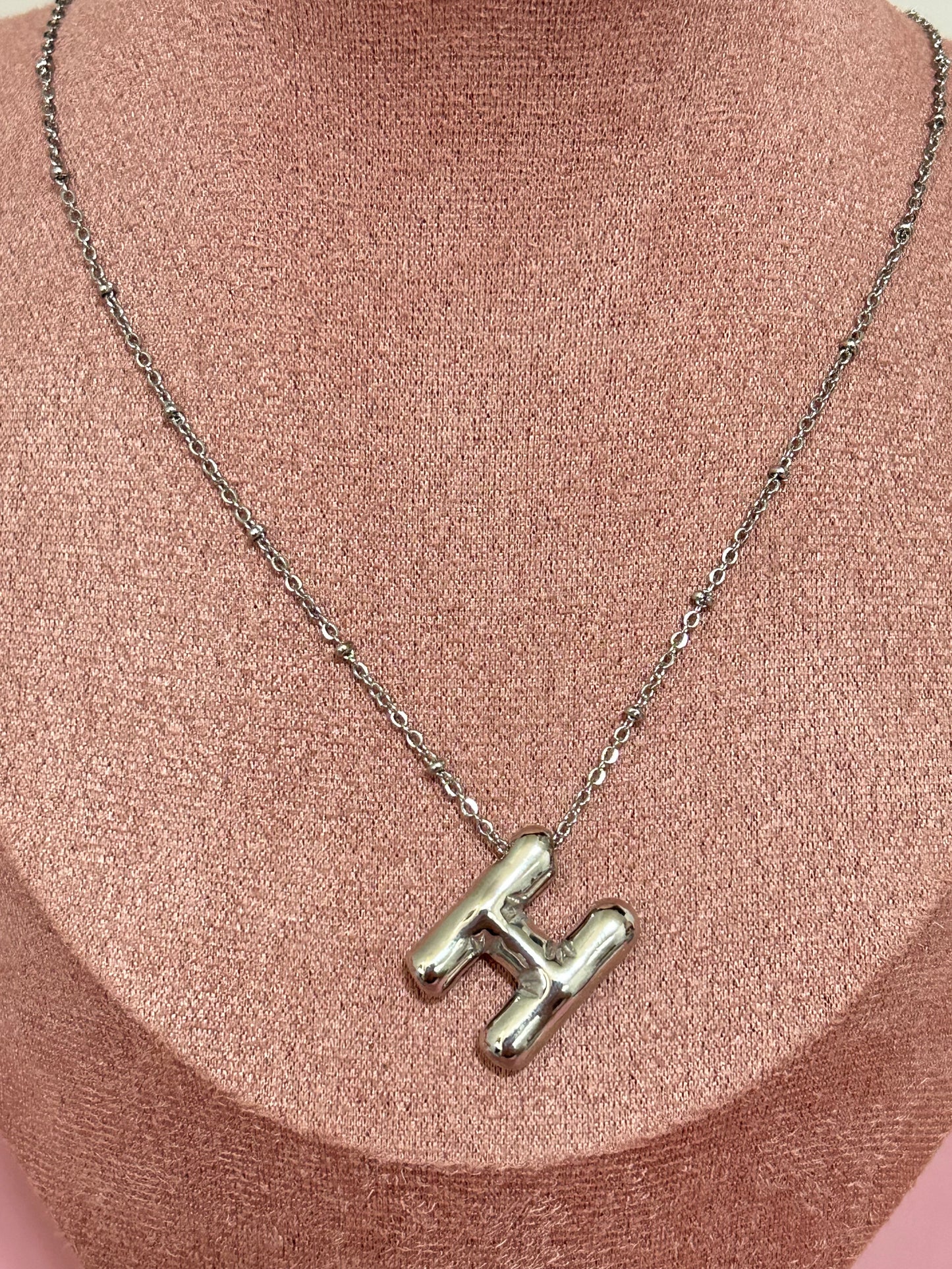 Bubble Silver Letter Necklace