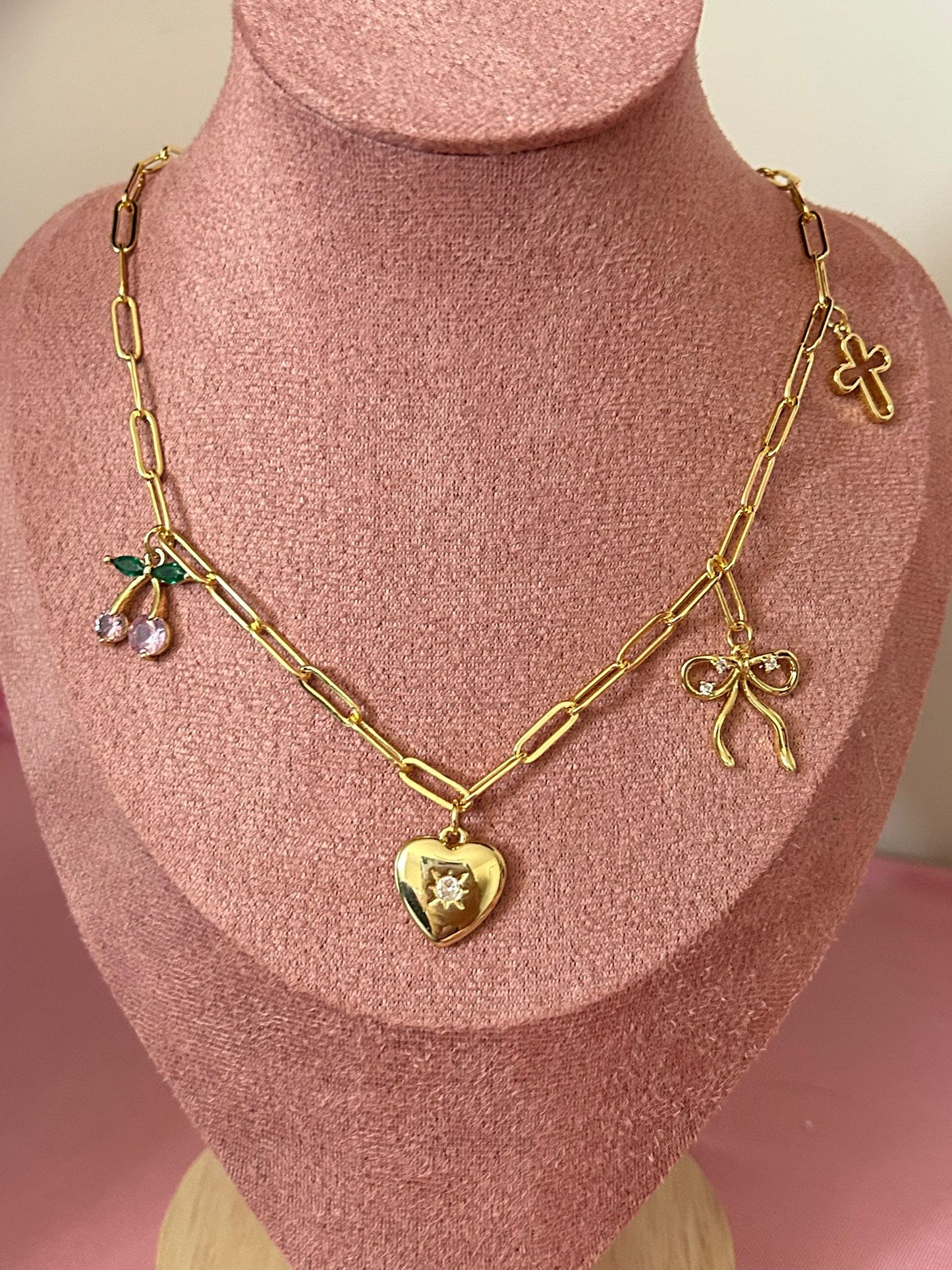 Golden Girly Charms Necklace