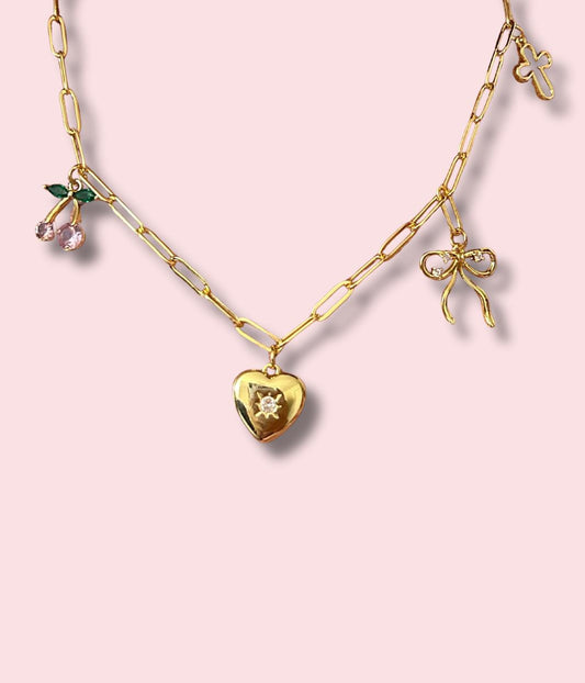 Golden Girly Charms Necklace