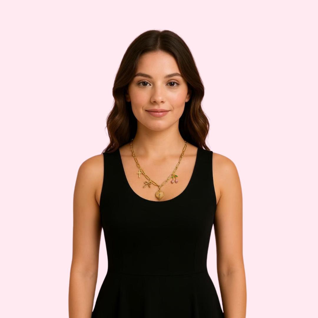Golden Girly Charms Necklace