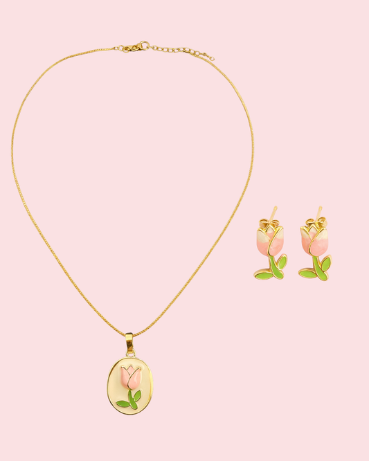 Pink Tulip Jewellery Set