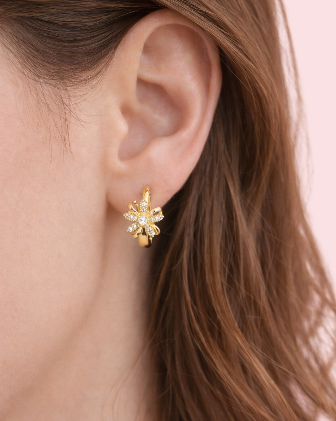 Golden Daisy Huggie Earrings
